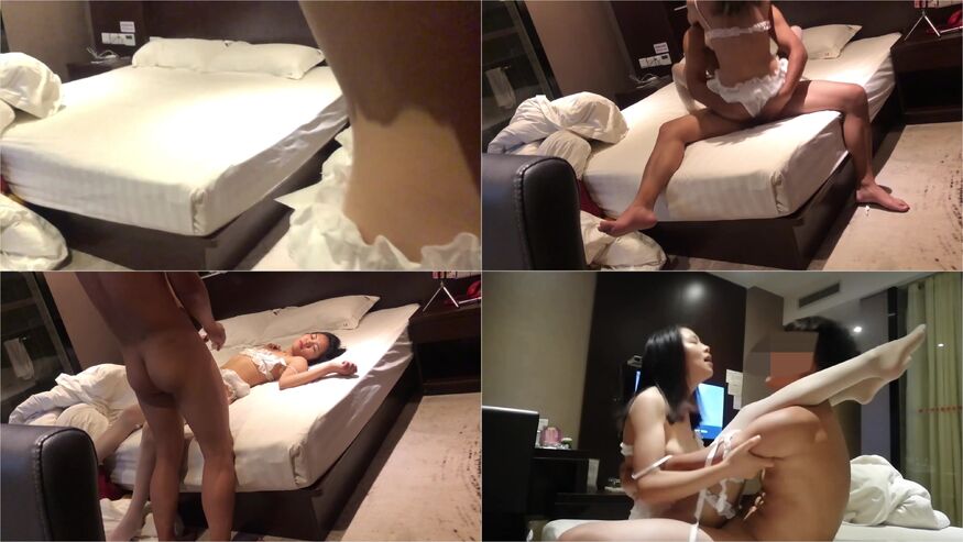 Purely Lustful White Silk Stockings Are Held In His Arms And Used As A Plane Cup To Be Fucked Hard